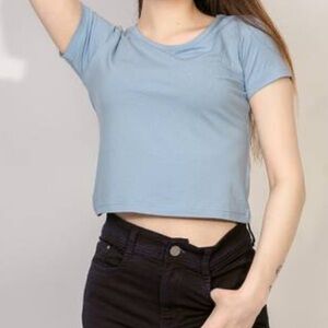 Sadie & Sage Blue Cropped Baby Tee